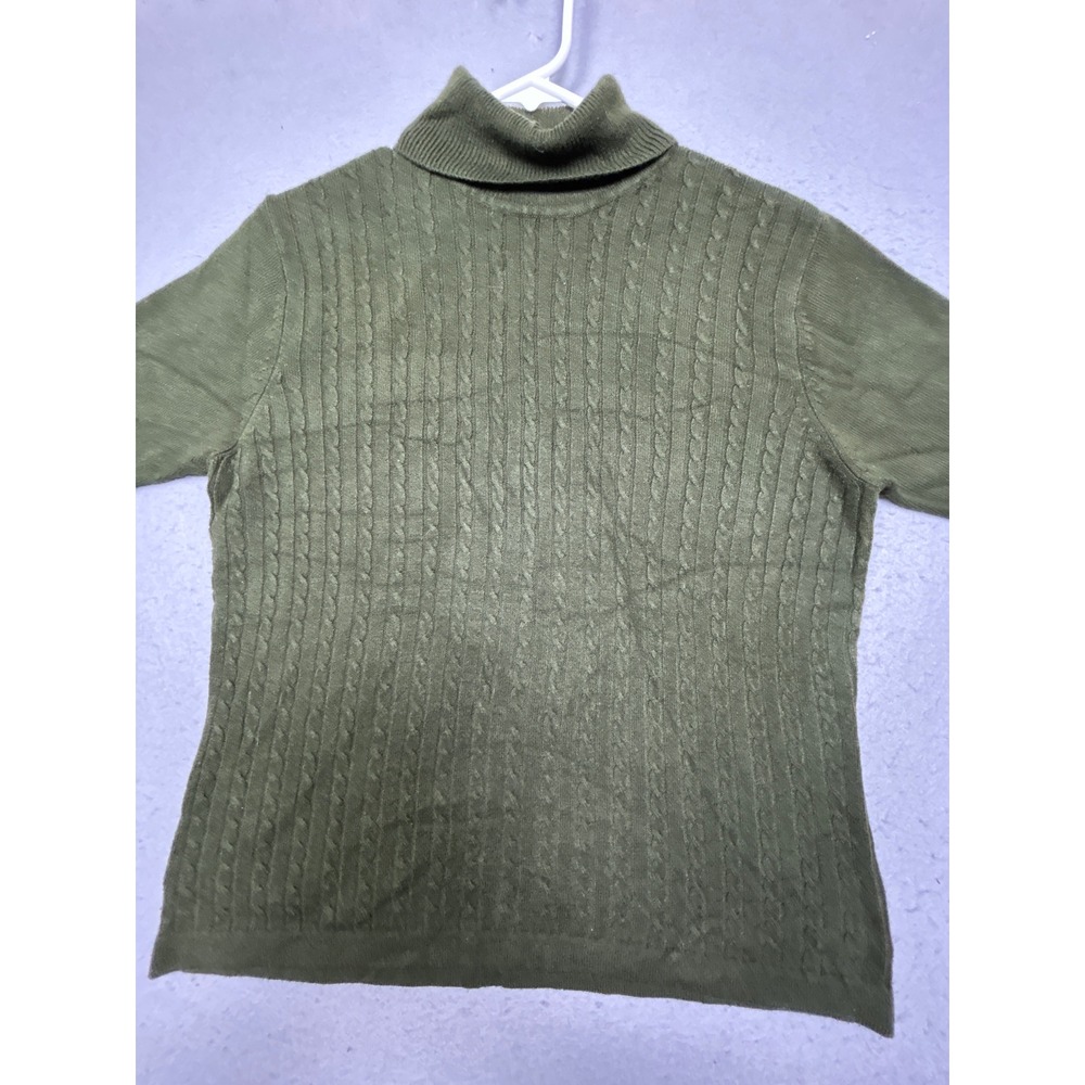 Laura Scott Turtleneck Sweater 100% Acrylic Olive Green Large Womens